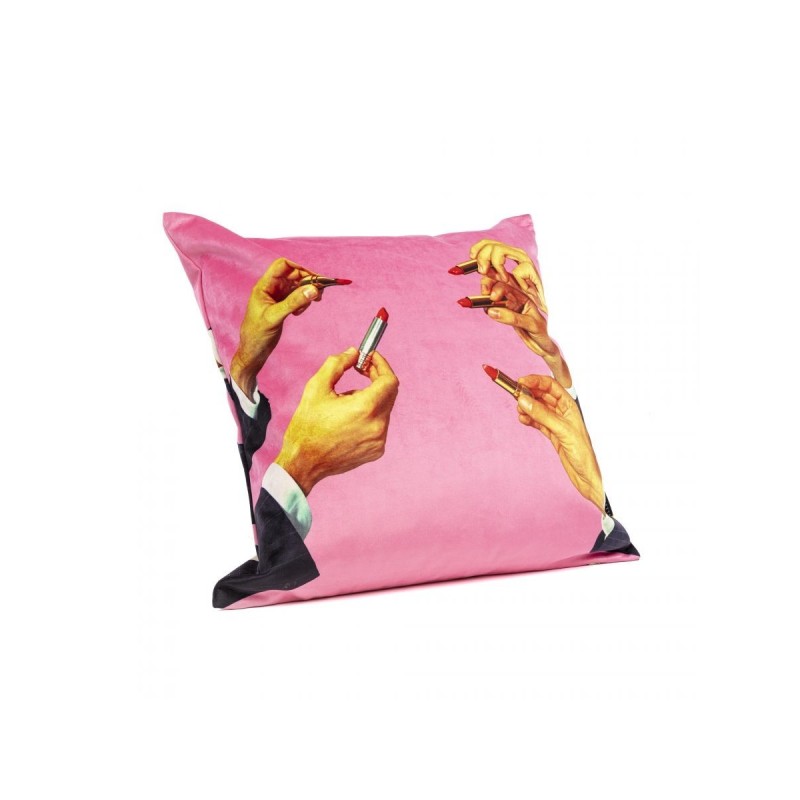 SELETTI Toiletpaper Kussen - Lipsticks - Roze - Gevuld met pluimen