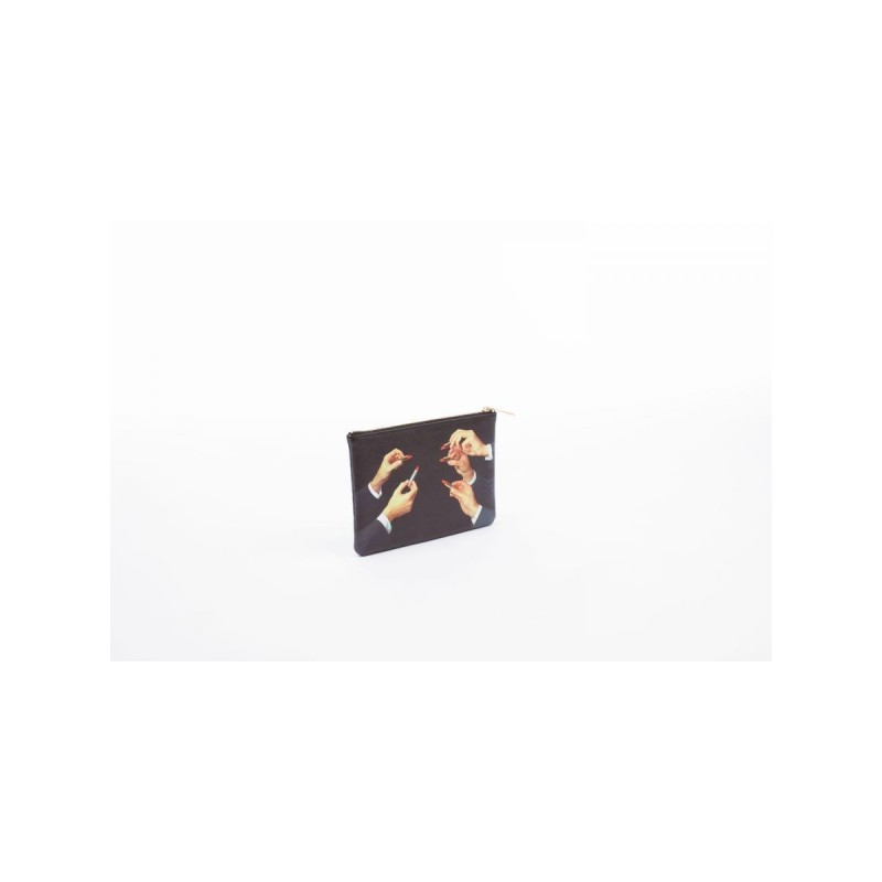 SELETTI Toiletpaper Toilettas 21x15,5 - Lipsticks - Zwart
