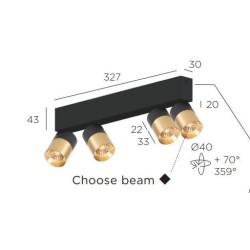 Trizo21 Audette-Duo 4 up with honeycomb Plafondlamp
