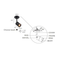 Trizo21 Audette R6C with honeycomb Plafondlamp