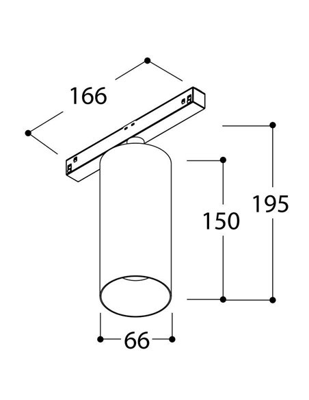 Tal Lighting FUNNEL ELBOW 150 TRACK 48V SINGLE Schienenleuchte