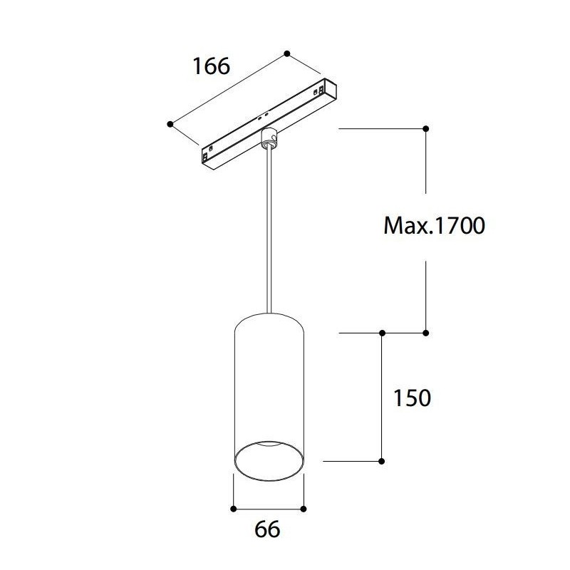 TAL FUNNEL SUSPENSION 150 TRACK 48V trackverlichting