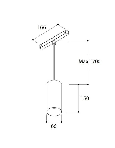 TAL FUNNEL SUSPENSION 150 TRACK 48V trackverlichting