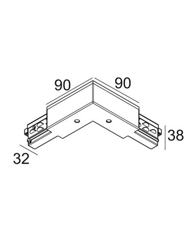 Delta Light TRACK 3F DIM CORNER 90° OUT