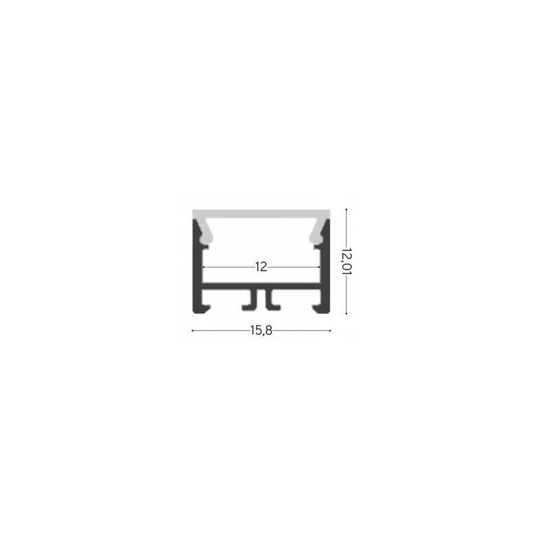 Integratech Profiel SL Flat 15x12 2m diff. zwart incl. acc.