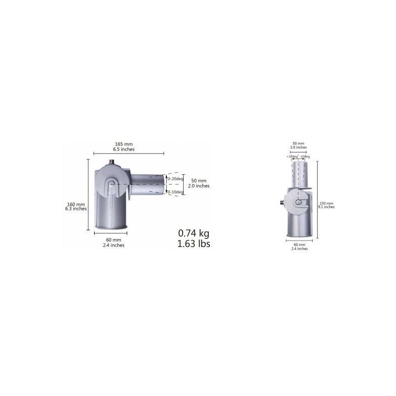 Integratech Streetlight mini adapter 90° richtbaar