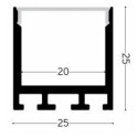 Integratech Profiel SL Flat 25x25 3m diff. opaal incl. acc.