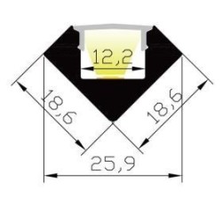Integratech Profile 45 2m Transparant cover incl. accessories