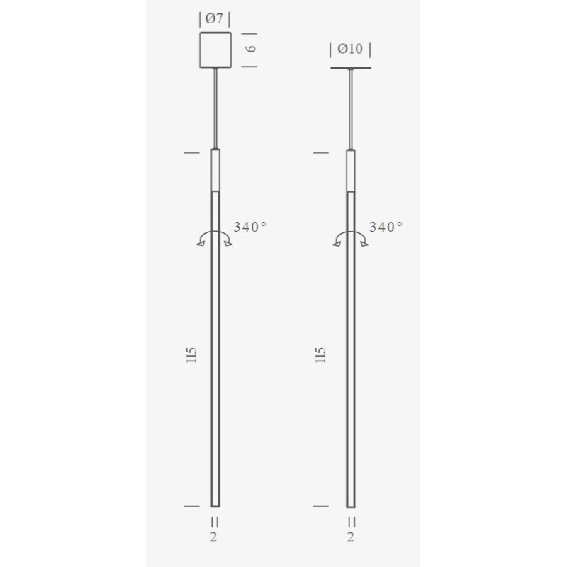 Nemo Linescapes vertical recessed Hanglamp