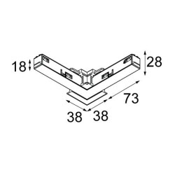 Modular Pista track 48V electrical/mechanical (recessed flange) connection 90° outside