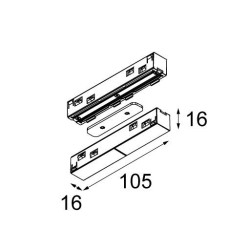 Modular Pista track 48V electrical/mechanical (up/down) connection 180°