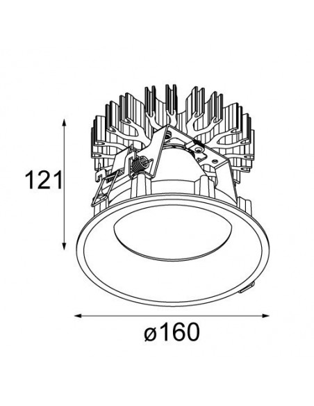 Modular Smart cake 160 diffuse IP55 LED wide GE Inbouwspot