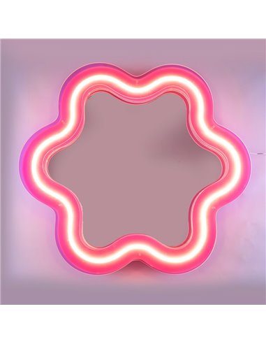 Seletti Supercurve spiegel met verlichting 119x108 roze