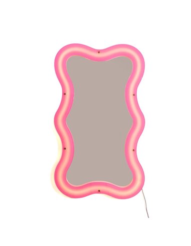 Seletti Supercurve spiegel met verlichting medium 103x60 roze