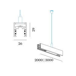 Wever & Ducré 48V DALI tracks | suspended indirect light Track Profile 2m