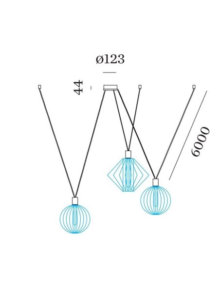 Wever & Ducré Suspension Set | E27 | 6.0 m | for 3 WIRO Decenter 3.0