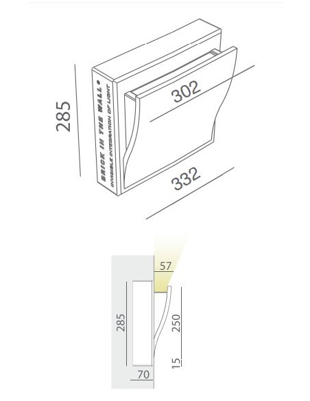 BRICK IN THE WALL Wave S IP20 LED 1000LM 230VAC