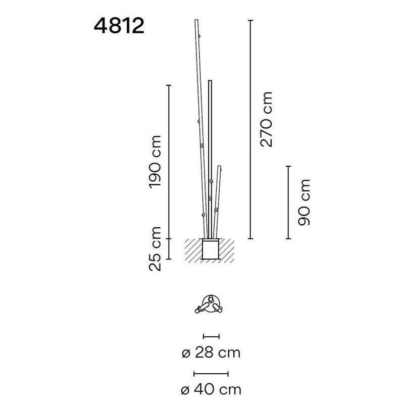 Vibia Bamboo Triple 270 Recessed tuinpaal