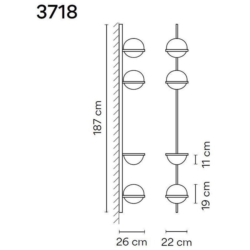 Vibia Palma Vertical 6X 187 wandlamp