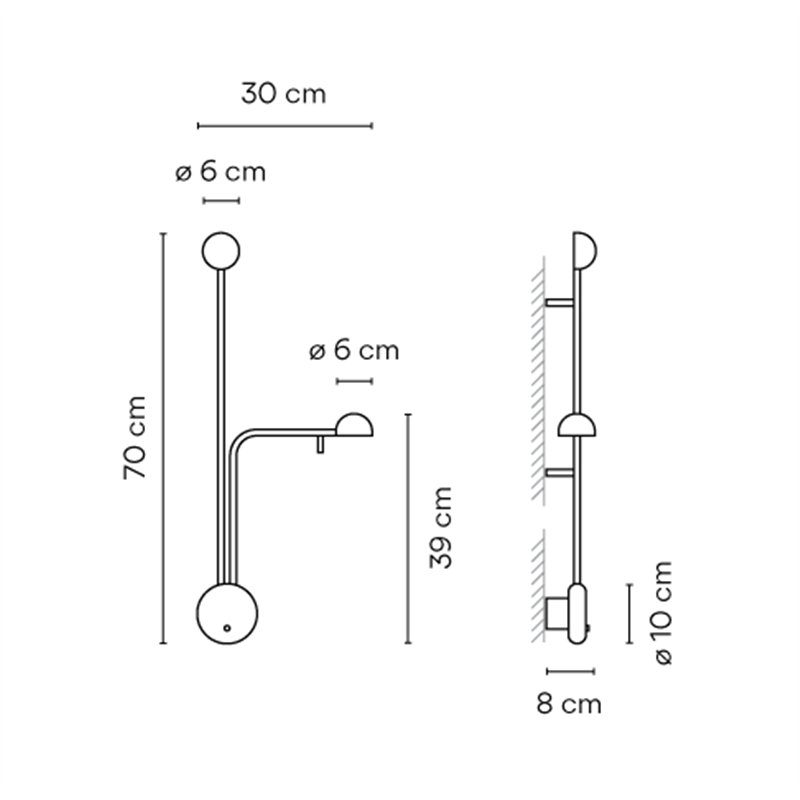 Vibia Pin 2X Right - 1686 wandlamp