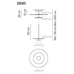 Vibia Flat 3X 90 Extended suspension lamp