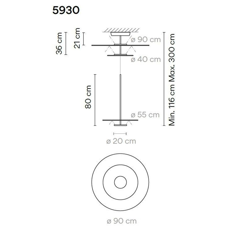 Vibia Flat 3X 90 Extended hanglamp