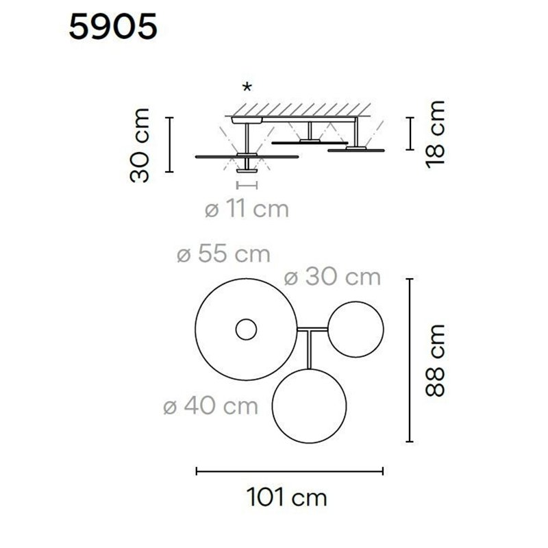 Vibia Flat 4X 101 plafondlamp