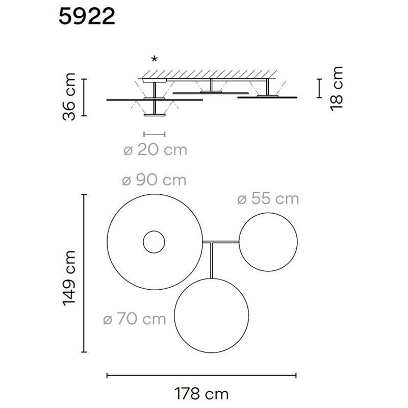 Vibia Flat 4X 178 plafondlamp