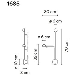 Vibia Pin 2X Left wall lamp