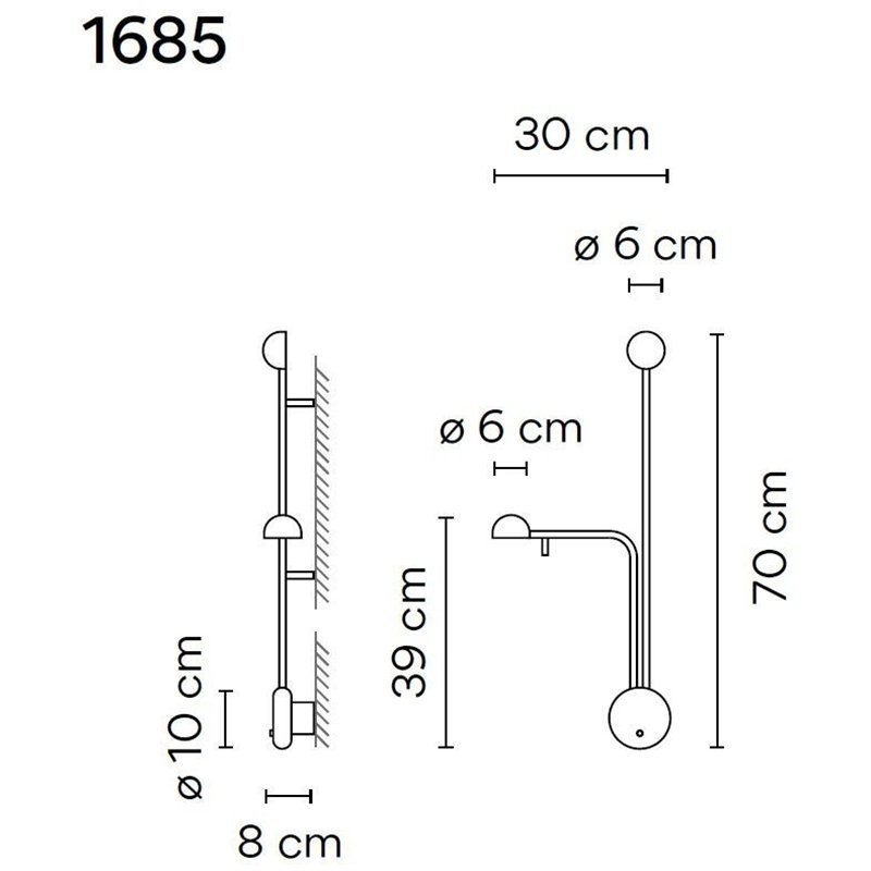 Vibia Pin 2X Left wandlamp