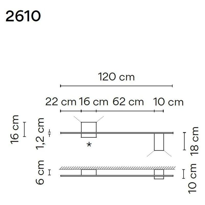 Vibia Structural 2X Extended 120 wandlamp