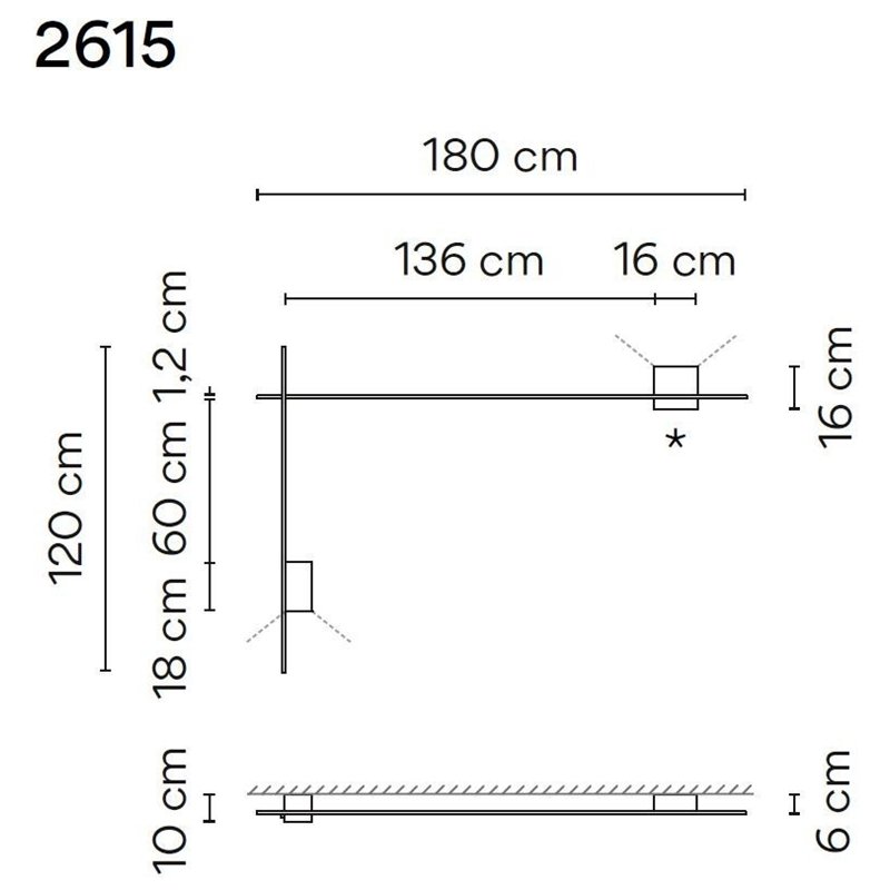 Vibia Structural 2X Extended 180X120 wandlamp