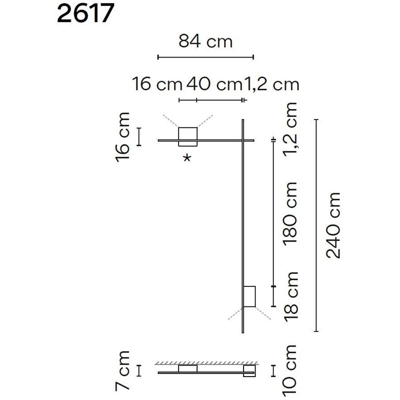 Vibia Structural 2X Extended 84X240 wandlamp