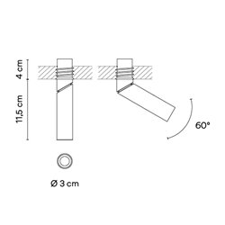 Vibia Bind solo Spotlight Ø 3 cm x 11,5 cm Narrow - 6640 recessed spot