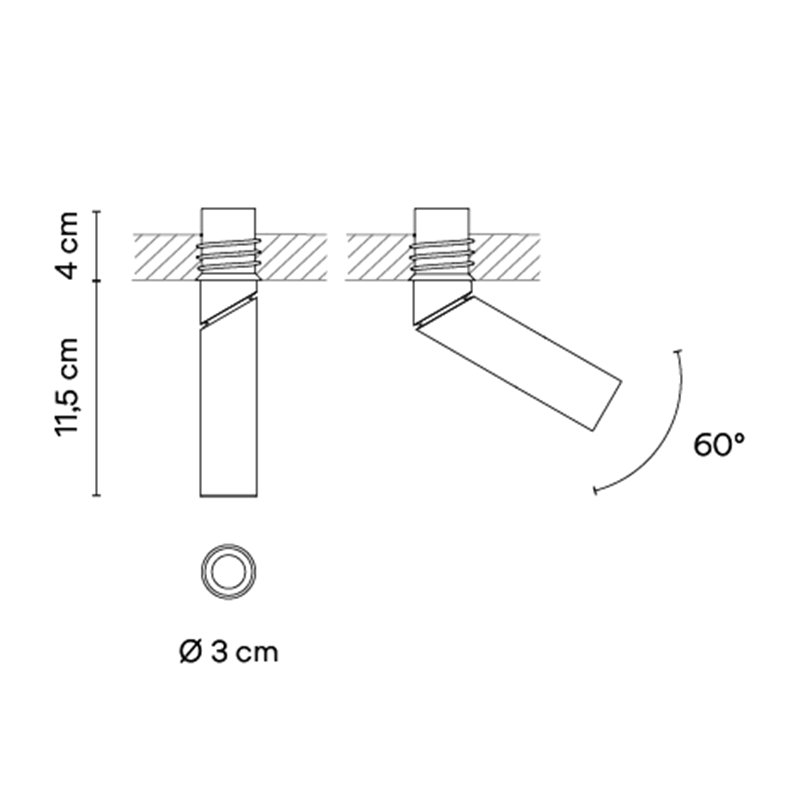 Vibia Bind solo Spotlight Ø 3 cm x 11,5 cm Narrow - 6640 inbouwspot