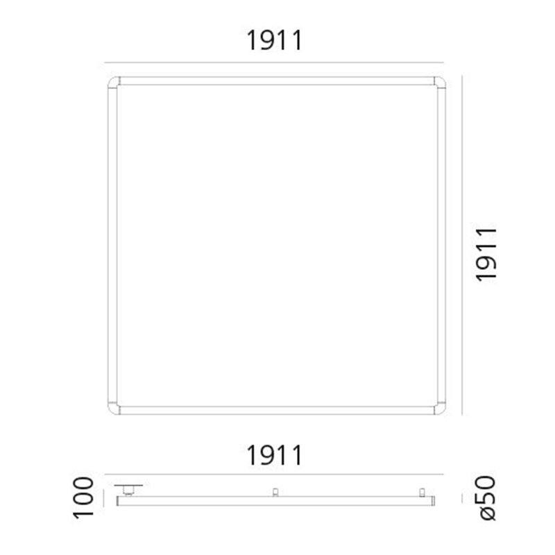 Artemide Alphabet Of Light Square 180 Semi-Recessed Plafondlamp / Wandlamp