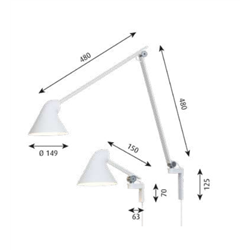 Louis Poulsen Njp Wall Short arm With cord / Without Wall box Wall Lamp