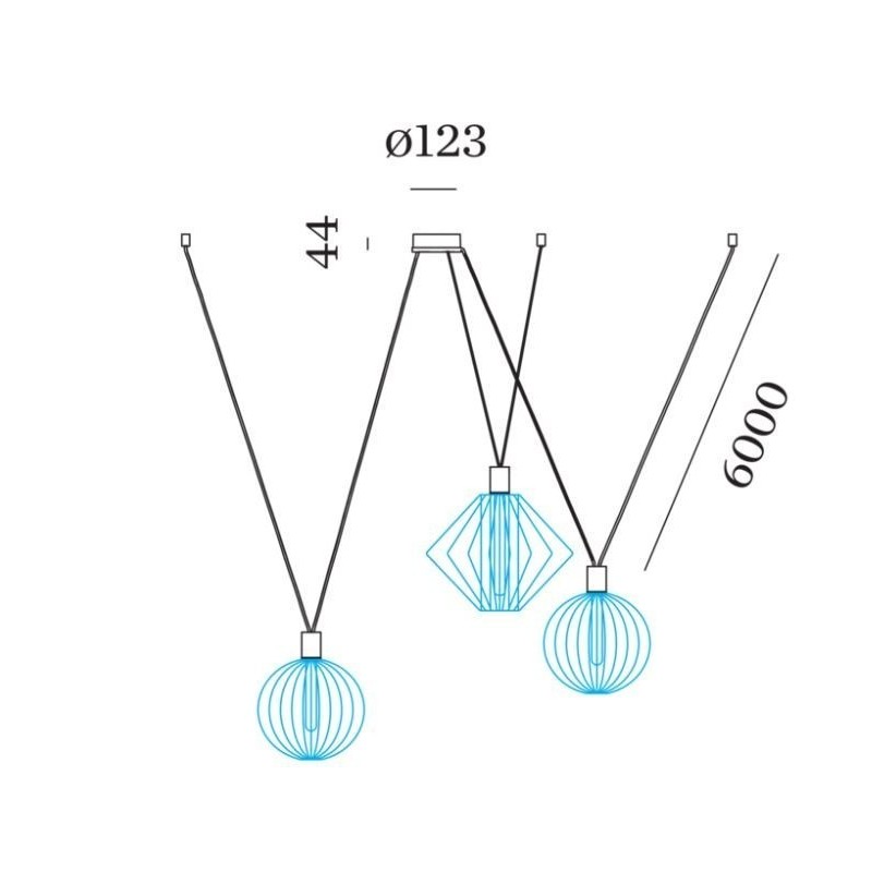 Wever & Ducré Suspension Set | E27 | 6.0 m | for 3 WIRO Decenter 3.0