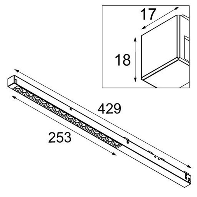 Modular Pista track 48V LED linear spots (16x) GI 