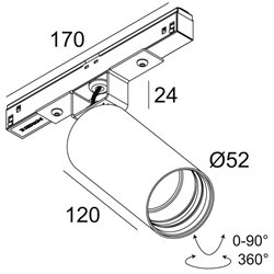 Delta Light M20/M26H - Spy 52 TW DIM5 Track lighting fixture