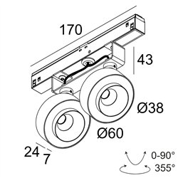 Delta Light M20/M26H - ODRON 2/41 DIM5 Track lighting fixture