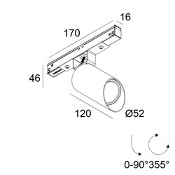 Delta Light M20/M26H - Spy 52 Wallwash DIM5 Track lighting fixture