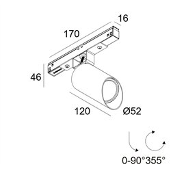 Delta Light M20/M26H - Spy 52 Wallwash Soft DIM5 Track lighting fixture