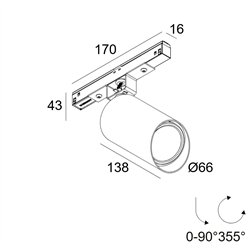 Delta Light M20/M26H - Spy 66 Wallwash DIM5 Track lighting fixture