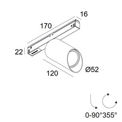 Delta Light M26L - Spy 52 Wallwash DIM5 Track lighting fixture
