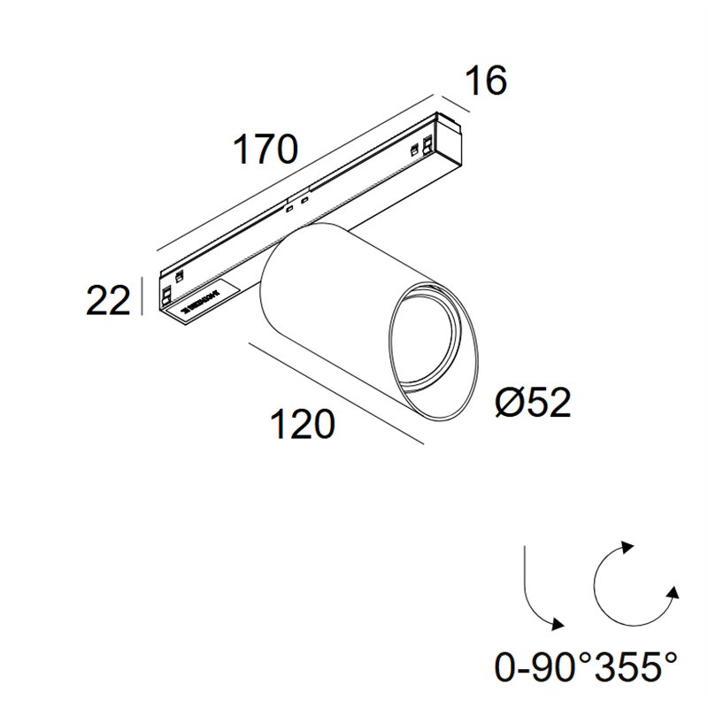Delta Light M26L - Spy 52 Wallwash DIM5 Trackverlichting