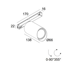 Delta Light M26L - Spy 66 Wallwash DIM5 Track lighting fixture