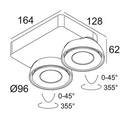 Delta Light TWEETER M ON 2 DIM8 Ceiling Lamp / Wall Lamp