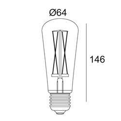 Delta Light LED FILAMENT T64 E27 6W 2200K - SMOKE