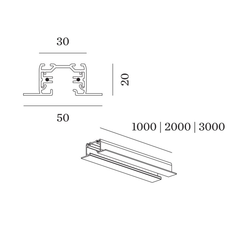 Wever & Ducré Track Profile 2M 1-Phase Track | Recessed